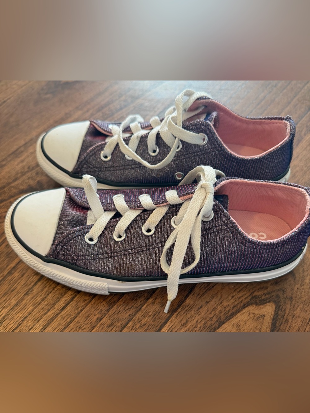 Kids Low-Top Lace-Up Sneakers in Purple Shimmer and Pink
